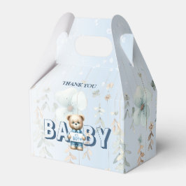 Baby Shower Süßer Teddybär Blau Blume Schön Geschenkschachtel