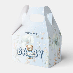 Baby Shower Süßer Teddybär Blau Blume Schön Geschenkschachtel
