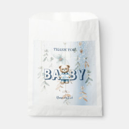 Baby Shower Süßer Teddybär Blau Floral Schön Geschenktütchen