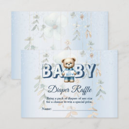 Baby Shower Süßer Teddybär Blaues Floral Begleitkarte