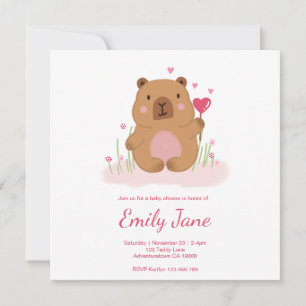 Baby Shower Süßer Teddybär Rosa Capybara Mädchen S Save The Date