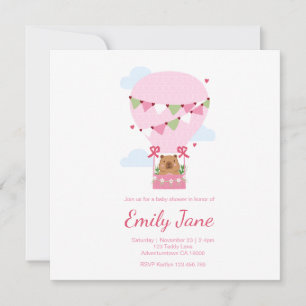 Baby Shower Süßer Teddybär Rosa Capybara Mädchen Save The Date