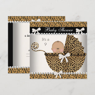 Baby Shower Süßes Baby Leopard Geschlechter Enthül Einladung