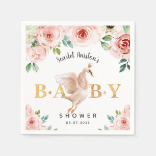 Baby Shower Swan Floral Serviette