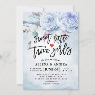 Baby Shower Sweet Little Twin Girls Boho Blume Einladung