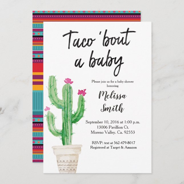 Baby Shower Taco Bout Kindereinladung Einladung (Vorne/Hinten)