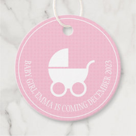 Baby Shower Tag mit Stroller für Mädchen Geschenkanhänger