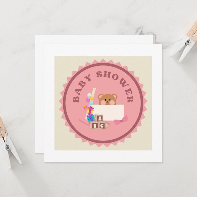 Baby Shower , Tarjeta de Invitación Imprimible Einladung (Vorderseite/Rückseite Beispiel)