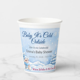 Baby Shower Tassen   Winter Teddybär Heiße Schokol Pappbecher