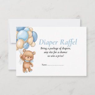 Baby Shower Teddy Ballons Blau Windel Raffel Einl Einladung