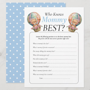 Baby-Shower-Teddy-Balloons Junge Wer weiß Mami Einladung