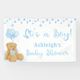 Baby Shower Teddy Bear Blue Balloons Es ist ein Ju Banner