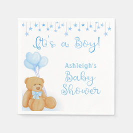 Baby Shower Teddy Bear Blue Balloons ITS A BOY Serviette