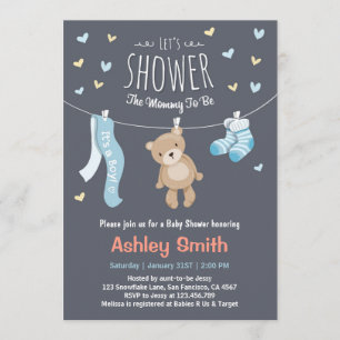 Baby Shower Teddy Bear Einladung Baby Boy