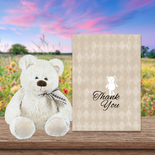 Baby Shower Teddy Bear   Tan-Raute Dankeskarte