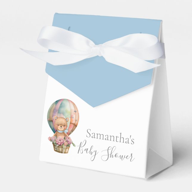 BABY SHOWER Teddy Hot Air Ballon frühzeitig abwart Geschenkschachtel (Vorderseite)
