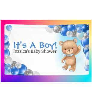 Baby Shower Teddy It a Boy Banner