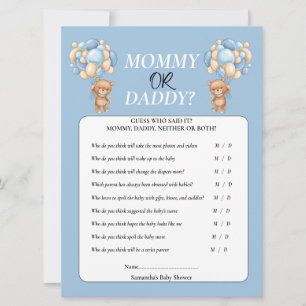 Baby Shower Teddy Junge Mommy oder Daddy Einladung