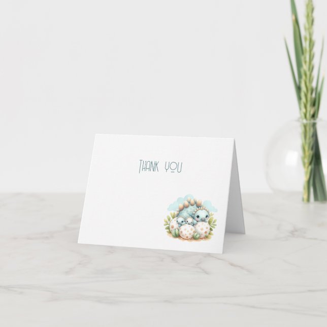 Baby Shower Thank You Card Dinosaur Dino Mite Dankeskarte (Vorderseite)