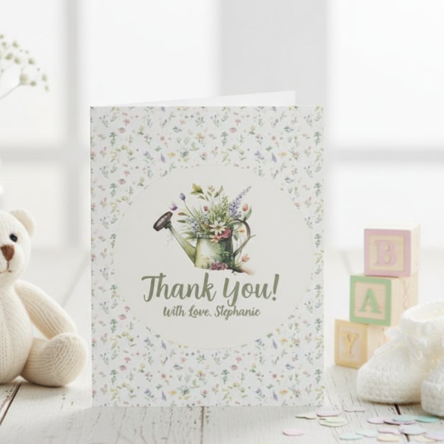 Baby Shower Thank You Card - Floral Watering Can Dankeskarte (Baby Shower thank you card)