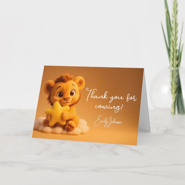 Baby Shower Thank You Card – Little Lion & Star Dankeskarte (Vorderseite)