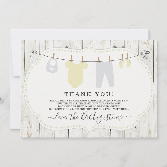 Baby Shower Thank You Card - Rustic Gender Neutral Dankeskarte (Vorderseite)