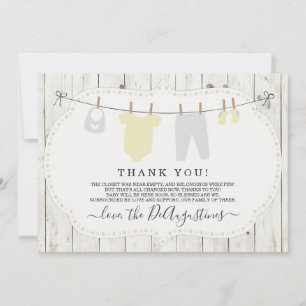 Baby Shower Thank You Card - Rustic Gender Neutral Dankeskarte