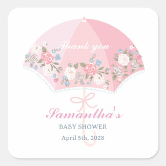 Baby Shower Thank you Tag Quadratischer Aufkleber