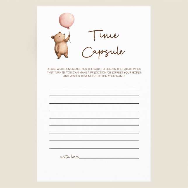 Baby Shower Time Capsule Game Cute Bear Design Flyer (Von Creator hochgeladen)