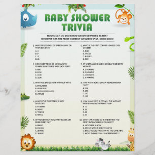 Baby Shower Trivia Baby Shower Game [Tierthema] Briefbogen