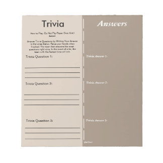 Baby Shower Trivia Party Game - Custom Questions Notizblock