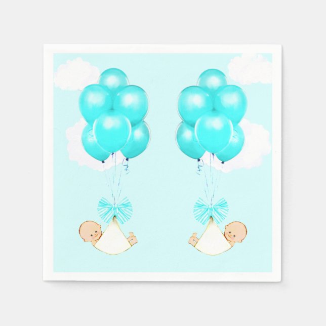 Baby Shower Twin Boys Serviette (Vorderseite)