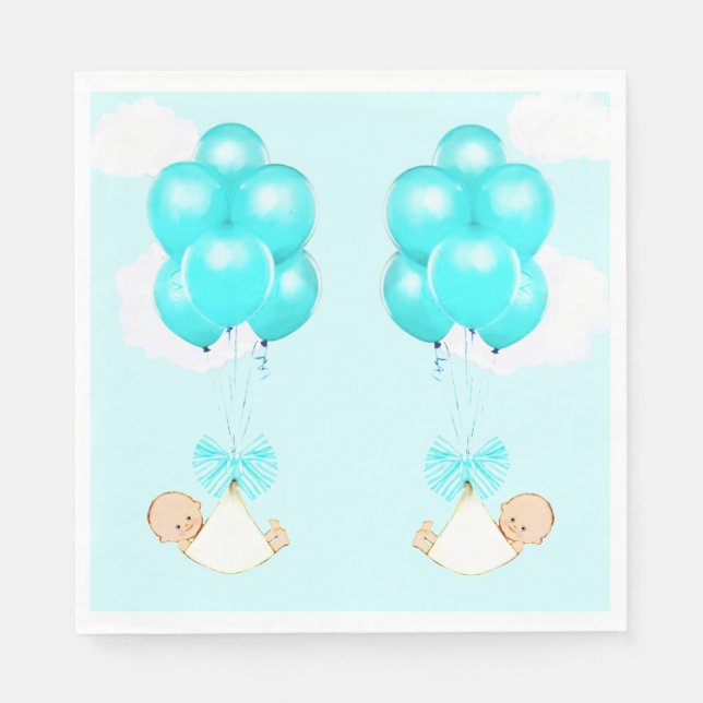 Baby Shower Twin Boys Serviette (Vorderseite)