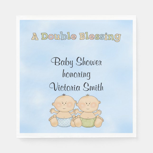 Baby Shower Twin Boys Serviette (Vorderseite)