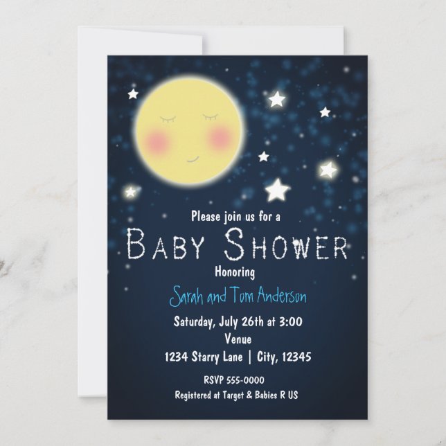 BABY SHOWER Twinkle Little Star Sparkle Einladung (Vorderseite)