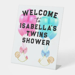 Baby Shower Twins Boy and Girl Sockelschild