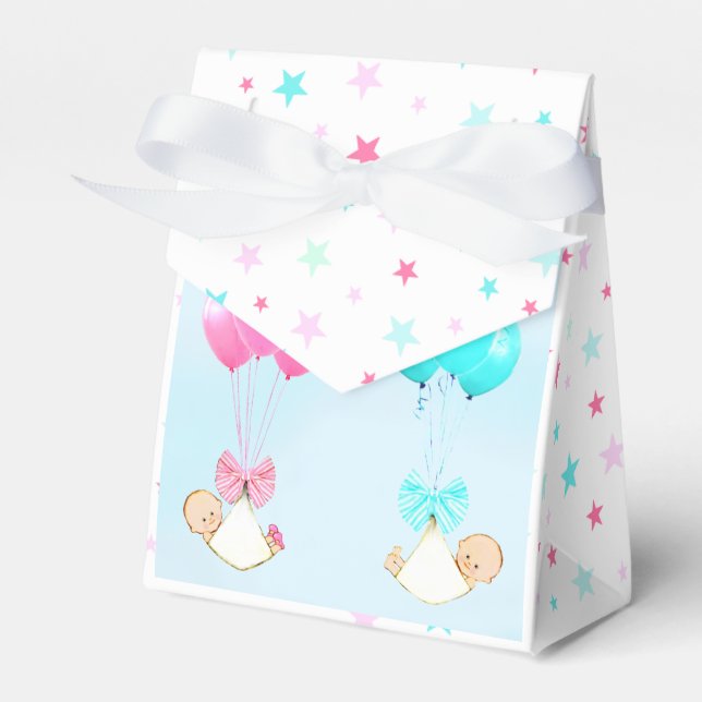 Baby Shower Twins Geschenkschachtel (Vorderseite)