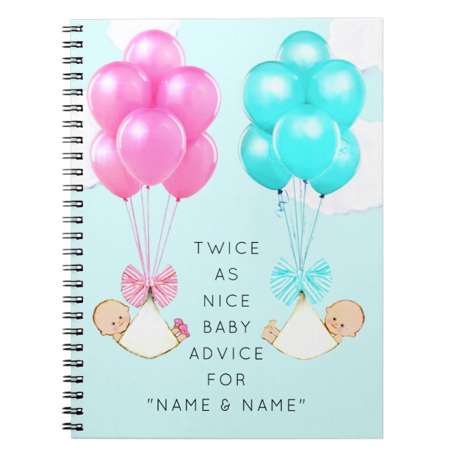 Baby Shower Twins Notizblock (Vorderseite)