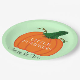 Baby Shower Twins Orange Pumpkin Green Pappteller