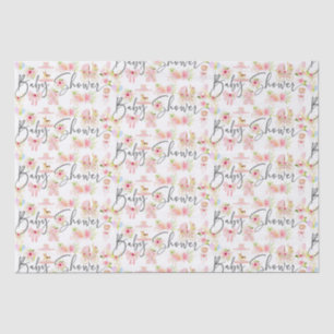 Baby Shower Typografie Neugeborene Symbole Muster Seidenpapier