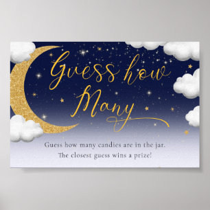 Baby-Shower Über den Mond errate wie viele Zeichen Poster