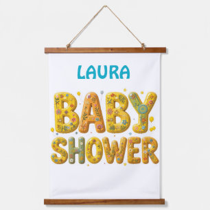 Baby-Shower-Überraschung Wandteppich Mit Holzrahmen