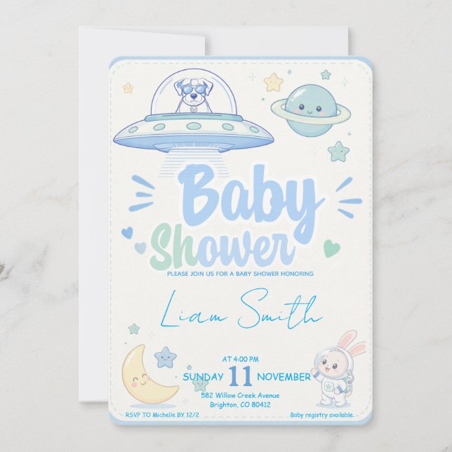 Baby Shower -UFO Pets- Einladung (Vorderseite)