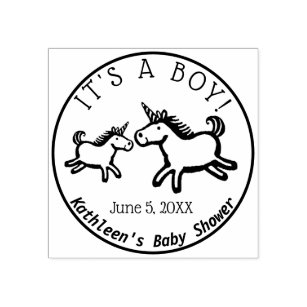 Baby Shower Unicorn Es ist eine Boy Monogram Gummistempel