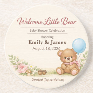 Baby-Shower-Untersetzer Teddybär Woodland Past Getränkeuntersetzer
