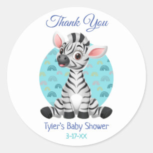 Baby Shower Vielen Dank Niedlich Zebra DIY Name In Runder Aufkleber