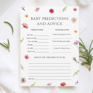 Baby Shower Vorhersage-Spielkarte für Wildflower-T Einladung