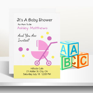 Baby-Shower-Wagen-Design-Einladung Einladung