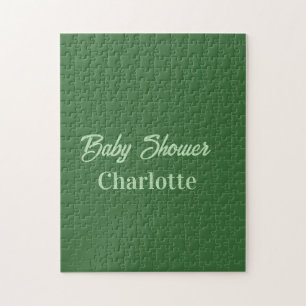 Baby Shower Waldgrün Pastell Name Einfachminimal Puzzle
