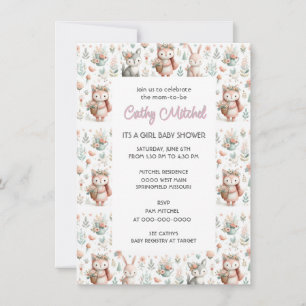 Baby-Shower Waldtiere Einladung